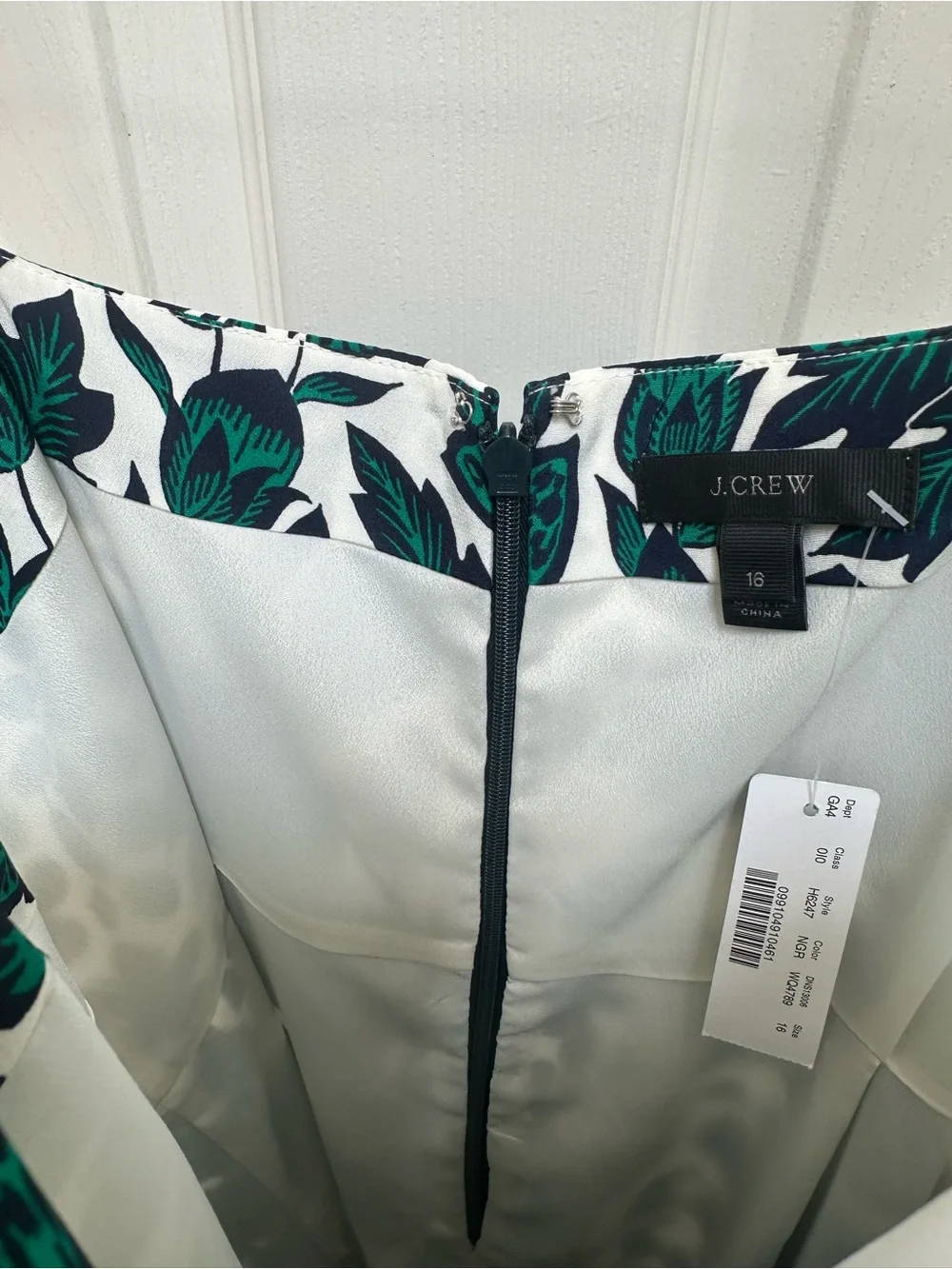 NWT J.Crew Silk Green Floral Slip Dress with ruffle skirt detail